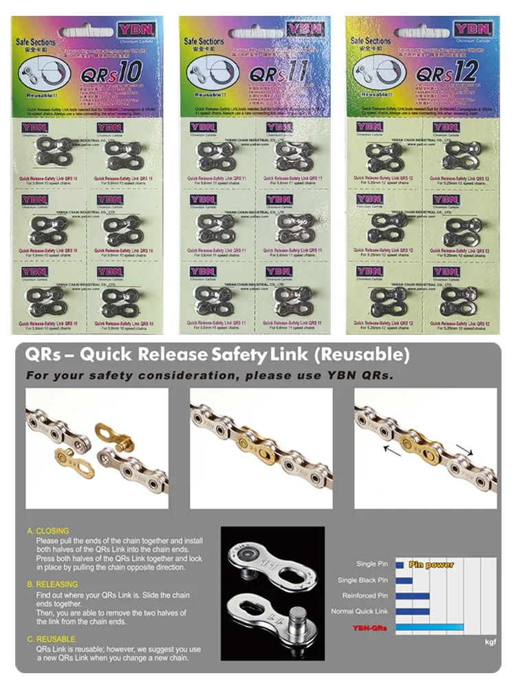 AliExpress NONE YBN Bike Chain Missing Link 6/7/8/9/10/11/12 Speed - Quick Connector Master Link for MTB/Road Bicycle Chains - Easy Installation