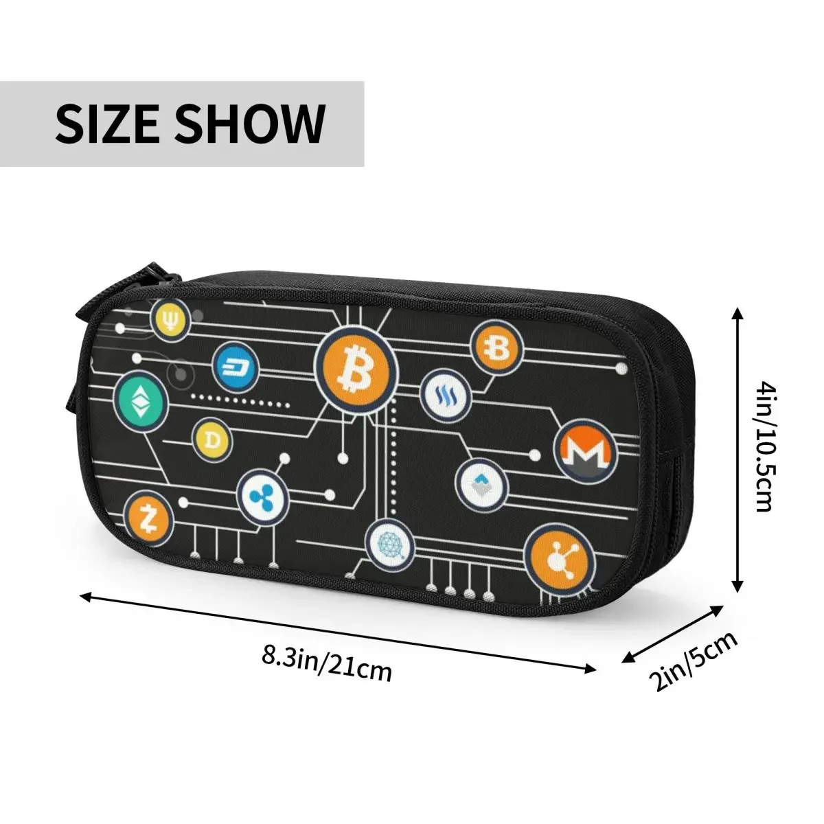 Custom Cryptocurrency Bitcoin Altcoin Blockchain Logo Pencil Cases for Girls Boys Big Capacity Ethereum Pen Box Bag Stationery 4