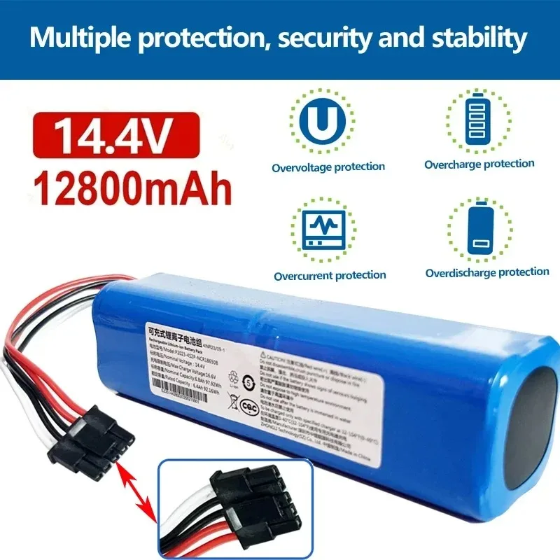 

100%Original 14.4V 12.8Ah Li-ion battery D099-4S2P For Xiaomi Mi Robot Vacuum-Mop 2 Pro MJST1SHW MJSTS Battery Accessories Parts