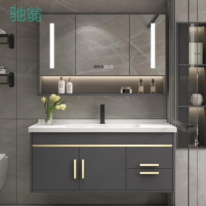 Picture 3: Modern simple bathroom light luxury ceramic integrated smart bathroom cabinet combination