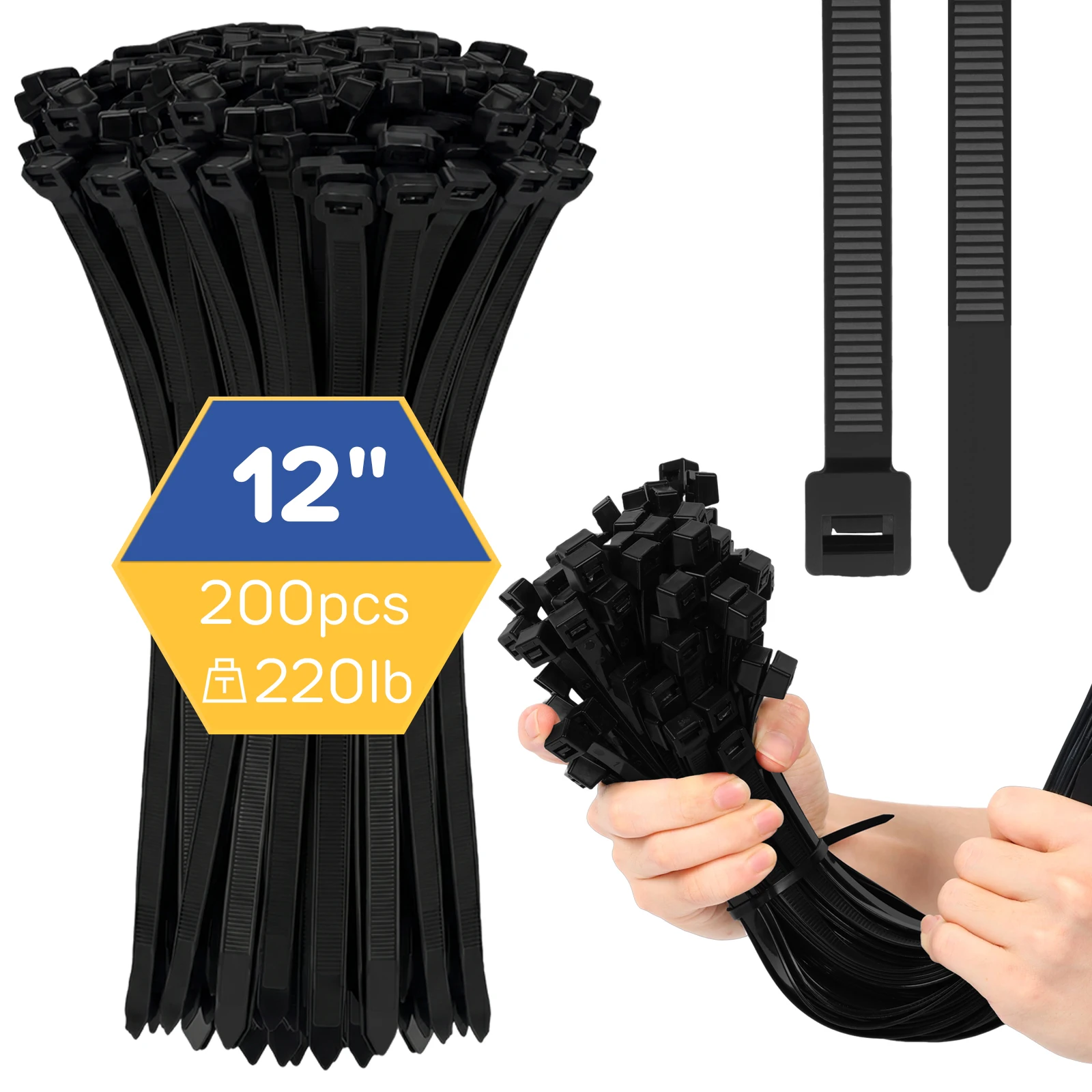 200/800Pcs Plastic Nylon Cable Ties Self-locking Cord Ties Straps Adjustable Cables Fastening Loop Home Office Wire Zip Ties