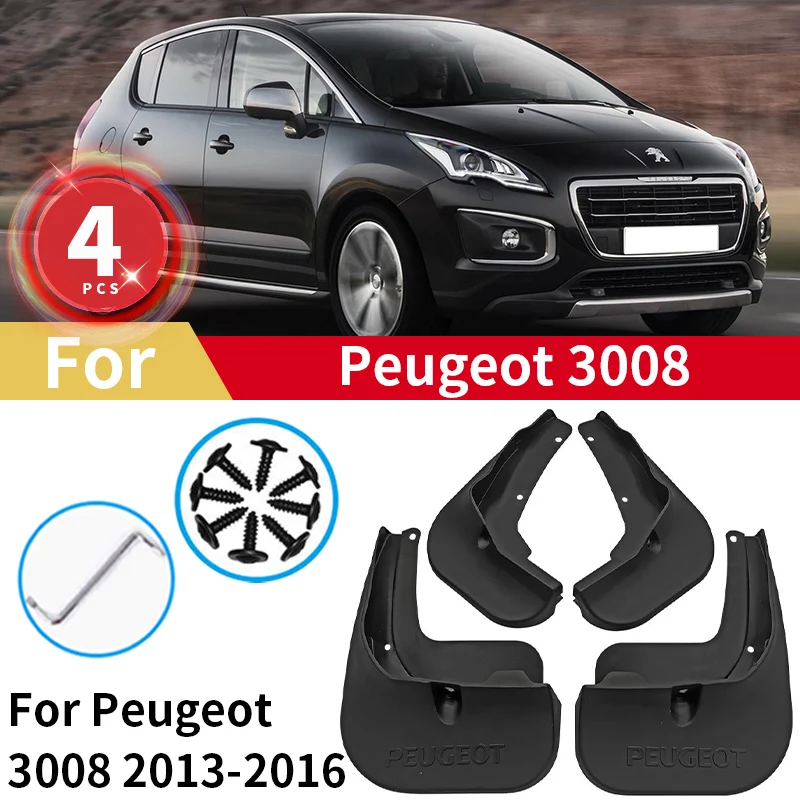 

4PCS Mudguards For Peugeot 3008 2013 2014 2015 2016 Wheel Mud Flaps Car Accessories Splash Guards Mud Fenders Kit Mudflaps