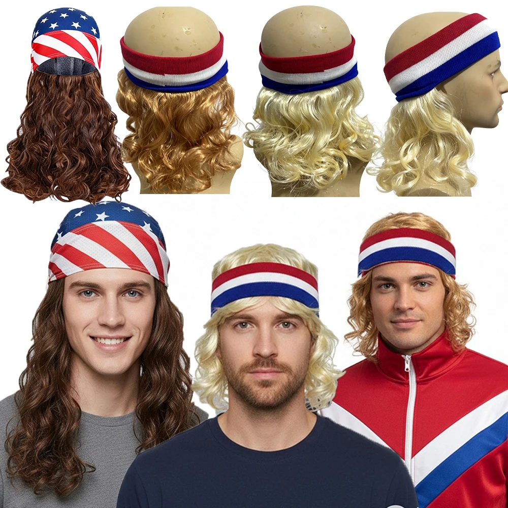 Women Accessories Usa - Usa Flag Themed Wig Headband Skull