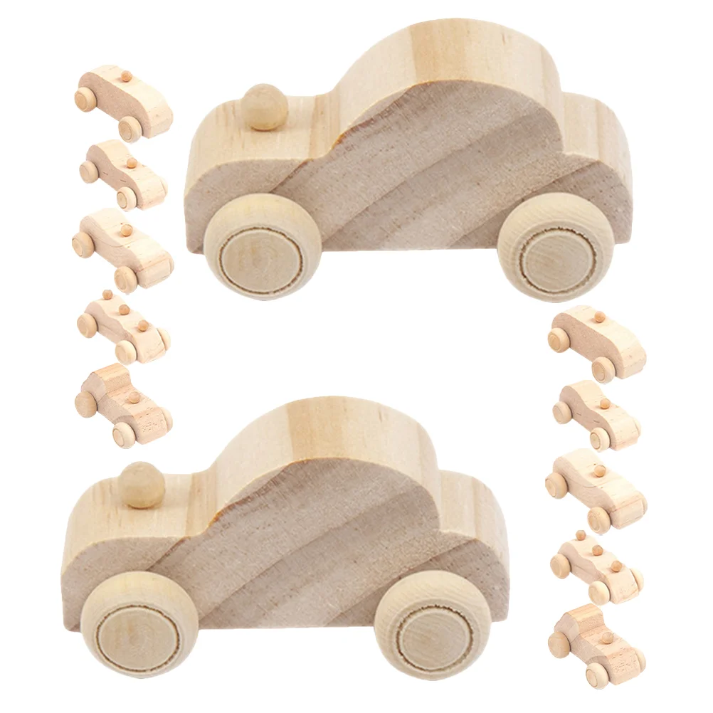 

12 Pcs Car DIY Graffiti Wooden Toys Unfinished Cars Crafts Three-dimensional Painting Kids for Toddlers