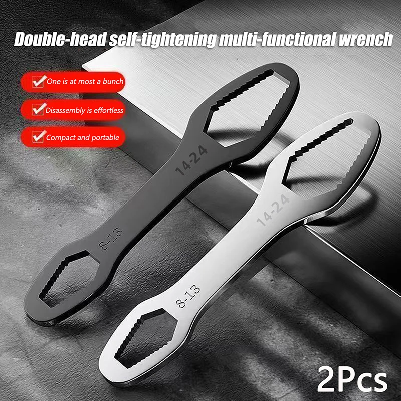 2Pcs 8-24mm Universal Torx Wrench Self-tightening Adjustable Glasses Wrenches Board Double-head Torx Spanner Hand Tools For Fact