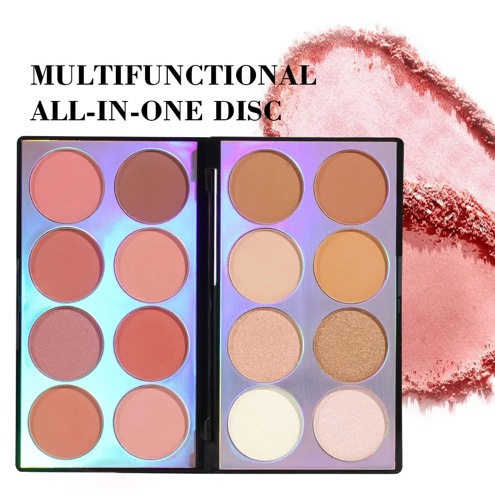 16 kleuren 3-in-1 matte blush contour oogschaduwpalet multifunctionele parelachtige glanzende gezichtspoeder dames vrouwelijke make-up cosmetica