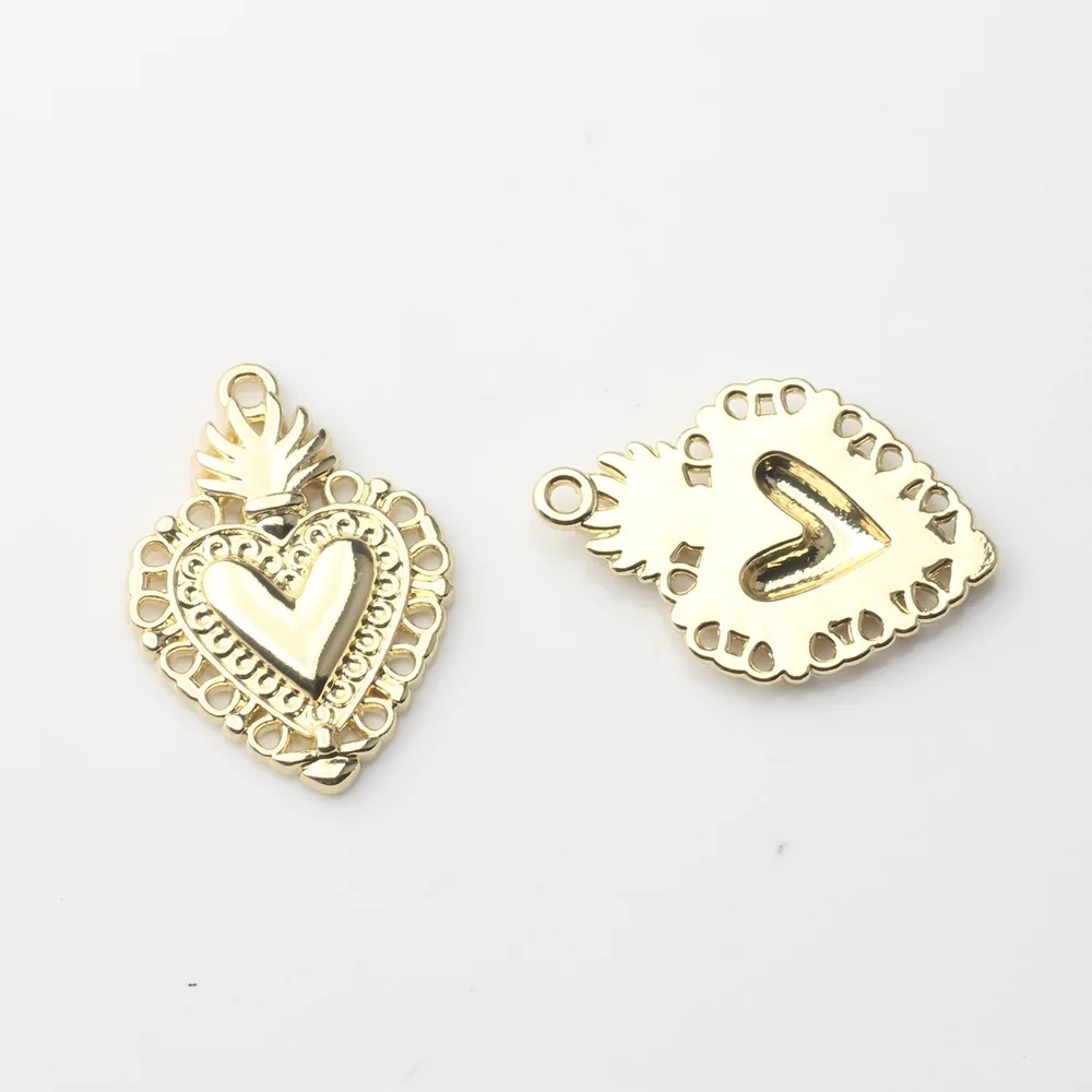 Fashion Zinc Alloy Charms: Alloy Lace Edge Heart-shaped Accessories for DIY Jewelry Earrings Wholesale10pcs/lot