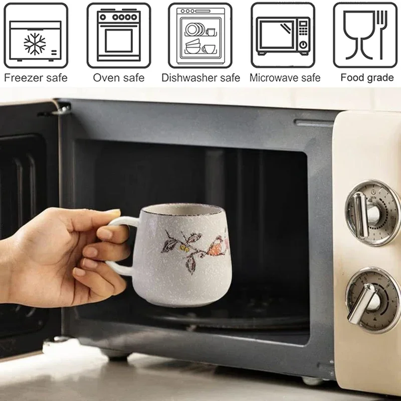 

380 мл японская ретро керамическая кофейная кружка с крышкой и ложкой, чашки для завтрака с молоком, домашняя термостойкая чашка, стакан для воды, кружка в подарок