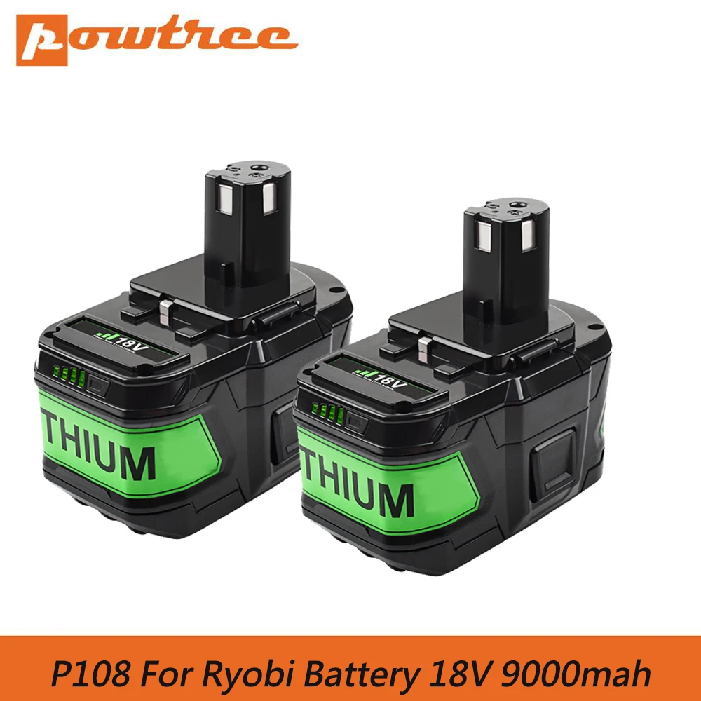 

18V 9000mAh Li-ion Rechargeable Battery for Ryobi P108 For ONE+ Cordless Power Tool BPL1820 P108 P109 P106 P105 P104 RB18L50