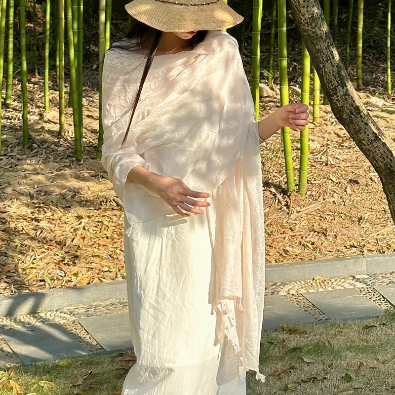 Poncho Chinese Ethnic Style Shawl Summer Outdoor Beach Towel Women's Travel Outfit thin Style Photography Sun Protection Shawl A