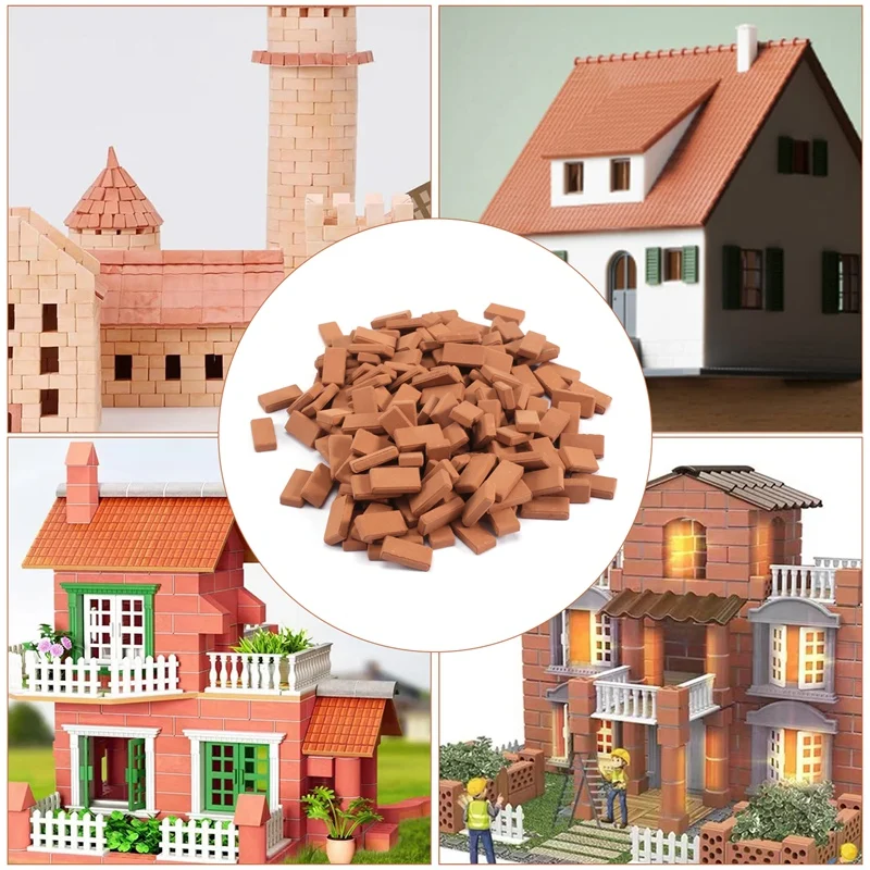 200 piezas Mini ladrillos para paisajismo ladrillos en miniatura pared de ladrillo ladrillos pequeños para piezas de jardín de casa de muñecas, escala 1/35