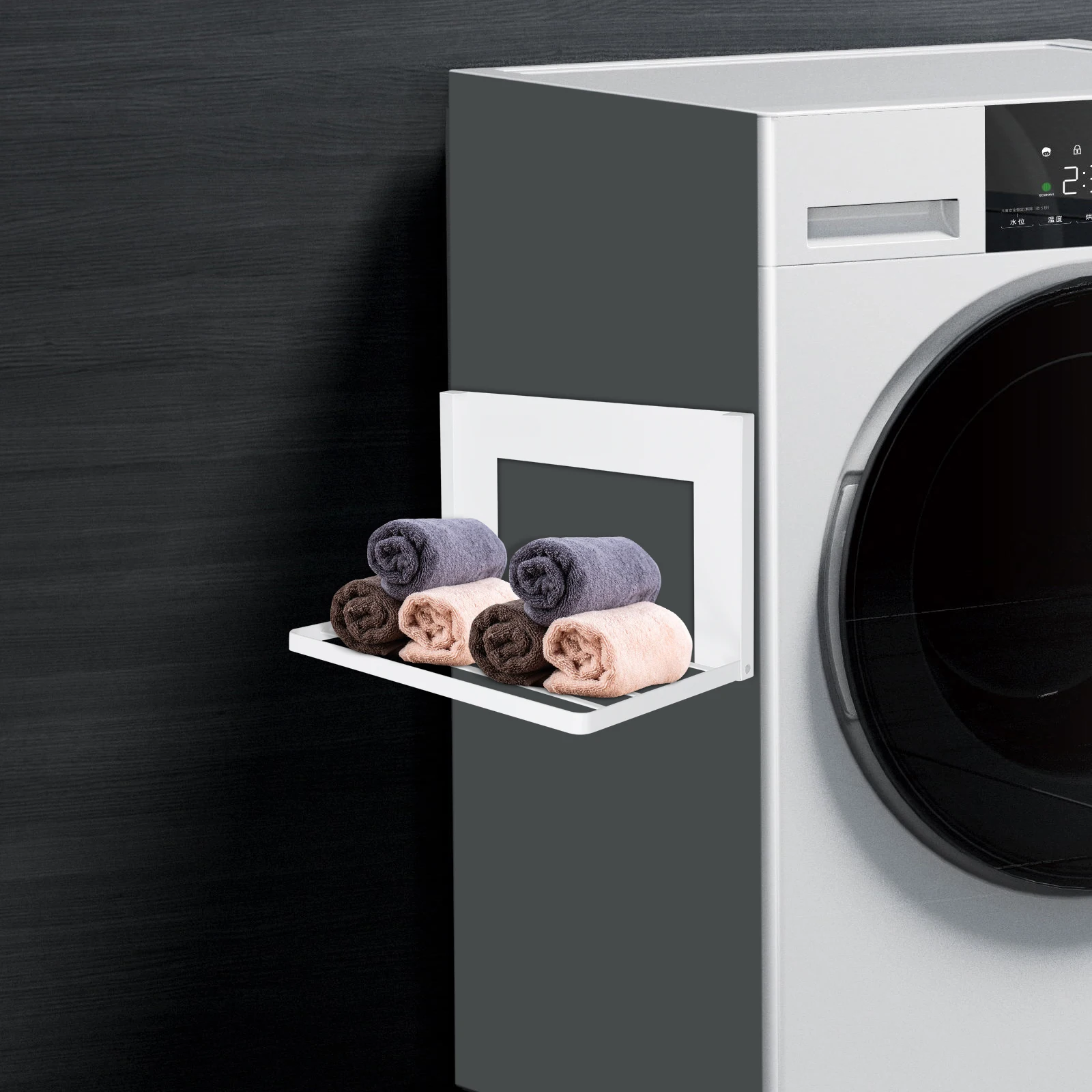 

Portable Carbon Steel Magnetic Shelf, Folding Floating Rack for Washing Machine, Fridge, White