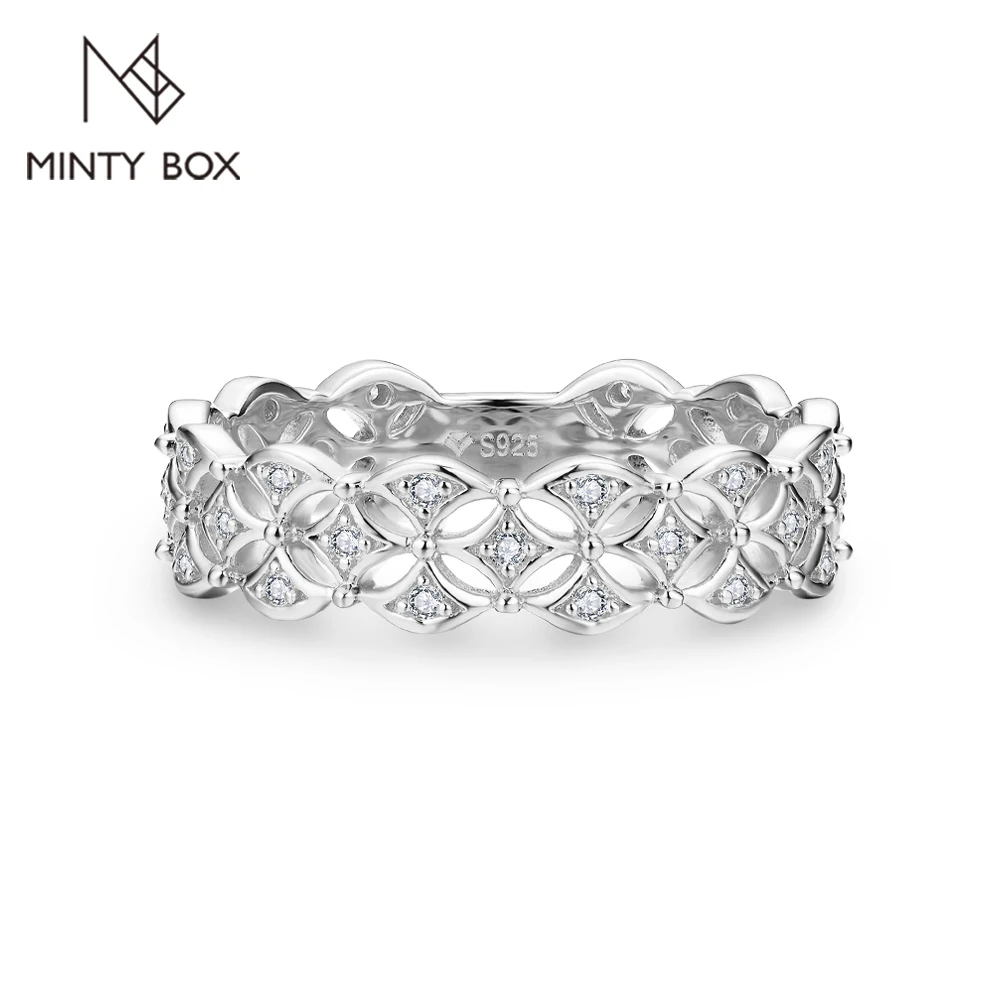 MINTYBOX Pure S925 Sliver D Color Diamond Moissanite Ring for Women With Certificate Vintage Lace Engagement Rings Fine Jewelry