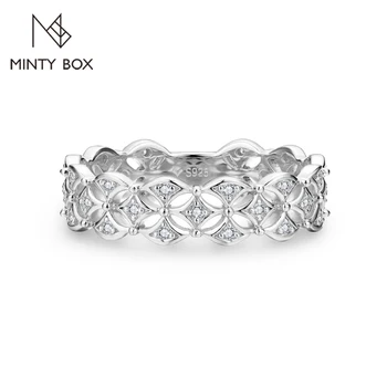 MINTYBOX 여성용 순수 S925 실버 D 컬러 다이아몬드 모이사나이트 반지, 인증서 빈티지 레이스 약혼 반지, 고급 주얼리
