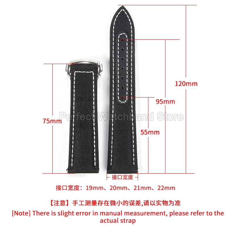 For Omega Snoopy 600 Seamaster 300 Speedmaster De Ville Original Style Seamless Exquisite Nylon Watch Strap 19 20 21 22mm Black