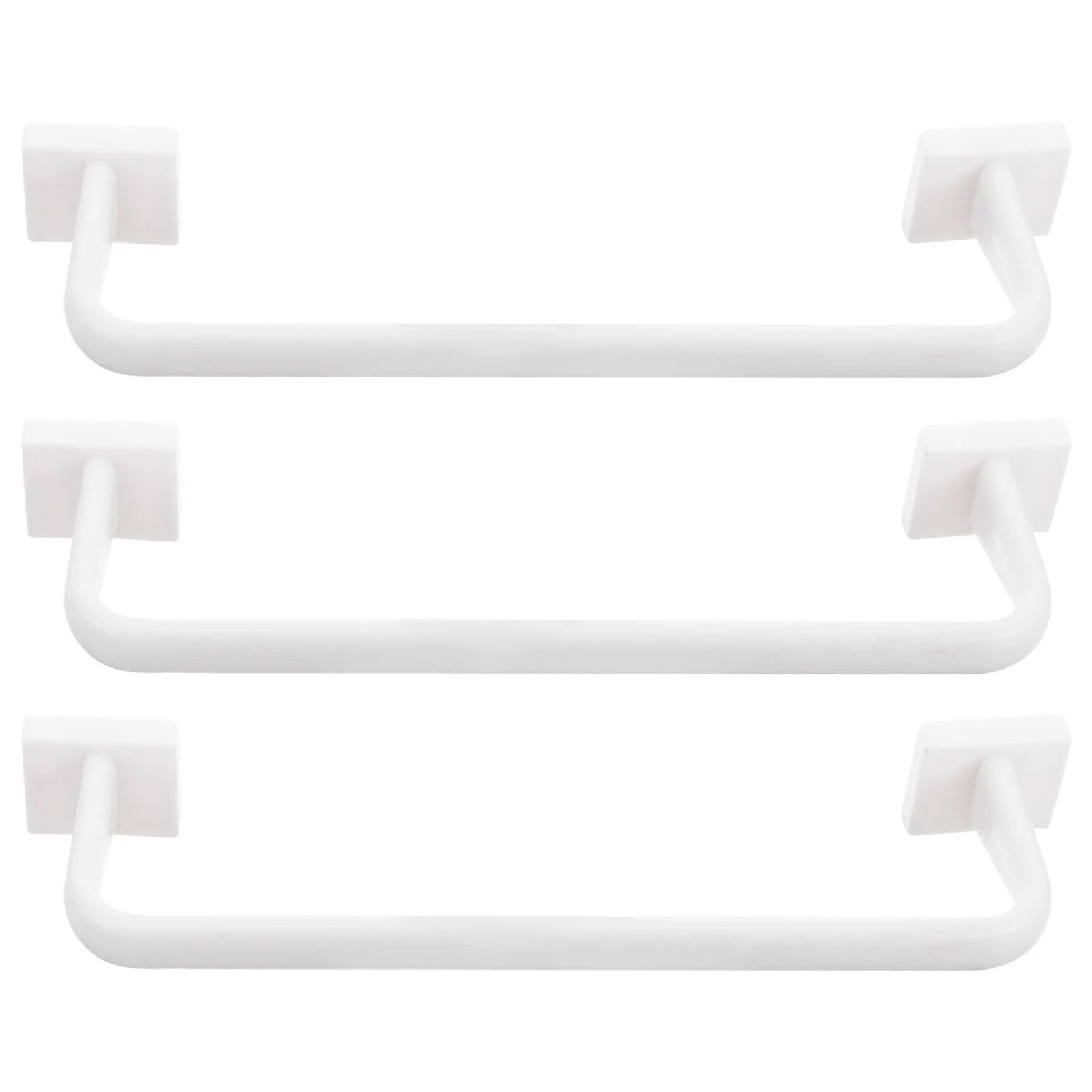 

3pcs Plastic No Punch Towel Bar Space Saving Bathroom Kitchen Storage Rack Holder For Towels Cloths Belts White