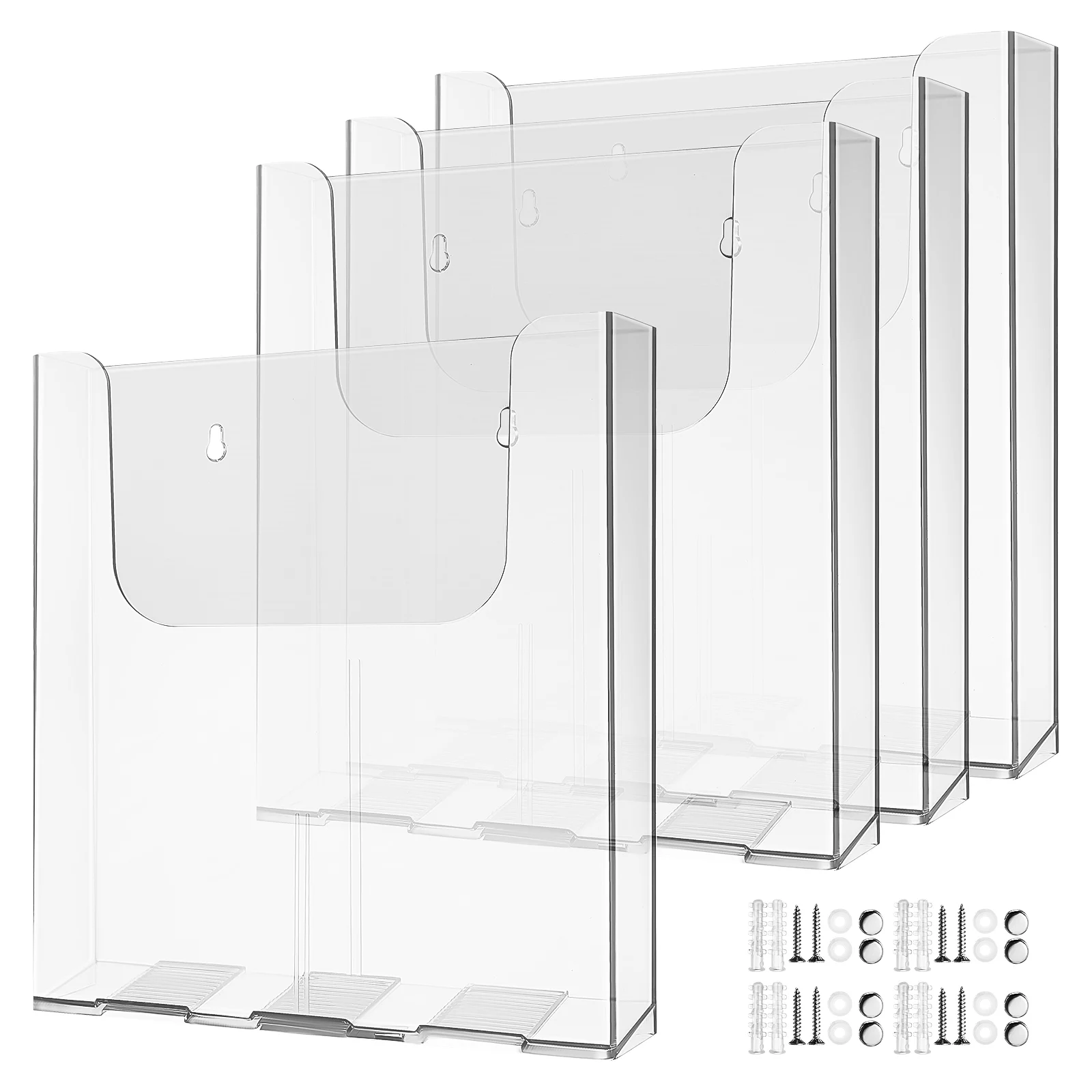 

4pcs Acrylic Wall Magazine Wall Holder Mount Brochure Holder Magazine Flyer Rack Shelf Storage Display Home Office School