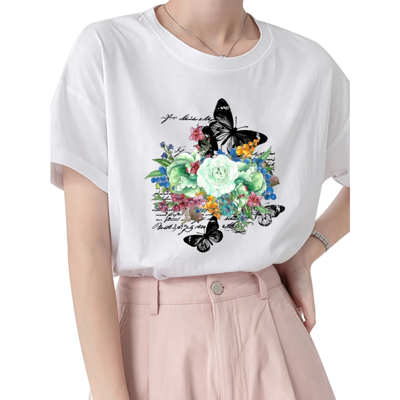 22cm Fashion Romantic Musical Notes and Flower Heat Transfer Stickers Washable T-Shirt Hoodie Decoration Ironing Patch Stickers