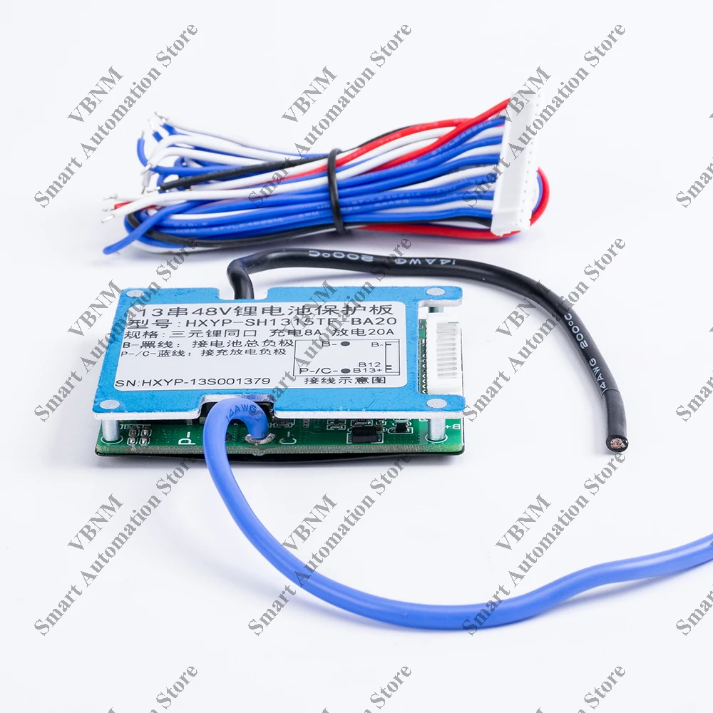 Bms 13s 48v 20a for 3.7vリチウムイオン電池18650 21700,充電8A,過放電保護,電動自転車用,62.5x50.5x9.5mm