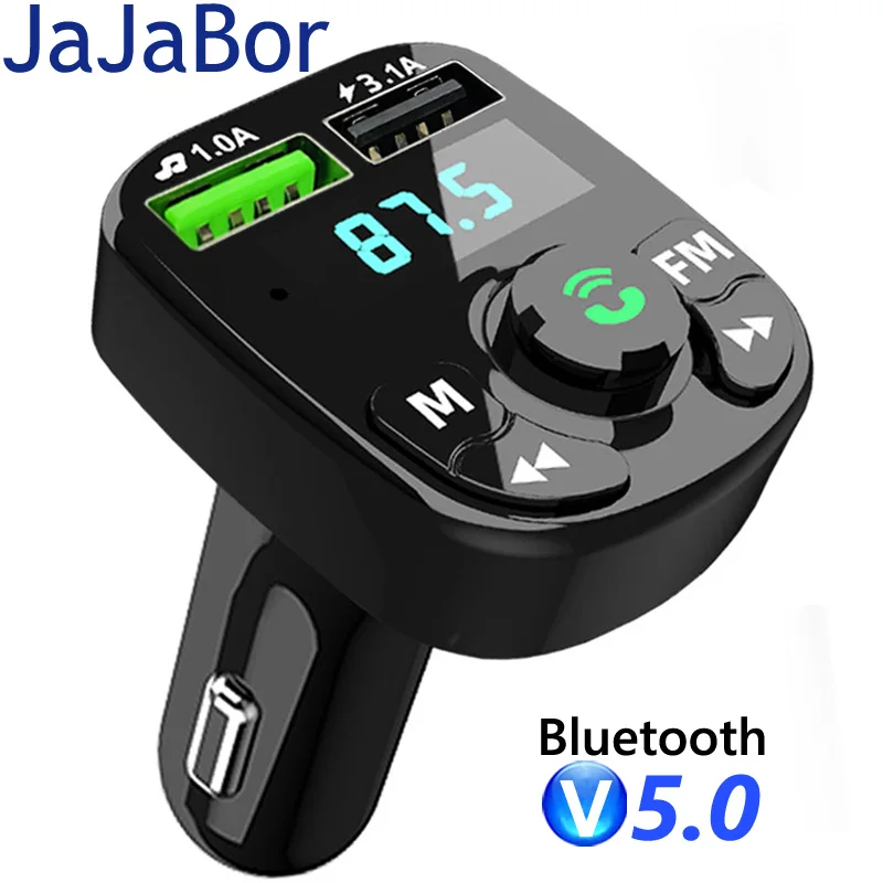 

JaJaBor FM Transmitter Car MP3 Player TF Card U Disk Playback 3.1A USB Car Charger Handsfree Bluetooth 5.0 Car Kit FM Modulator