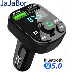 JaJaBor FM Transmitter Car MP3 Player TF Card U Disk Playback 3.1A USB Car Charger Handsfree Bluetooth 5.0 Car Kit FM Modulator