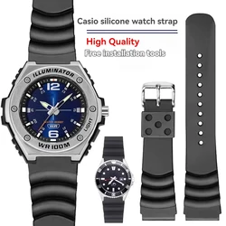 Silicone Watch Strap for Casio Swordfish MDV-106 MDV-106 MTP-VD01 MDV-107 Steel Heart Rubber Watchband Outdoor Sports Bracelet