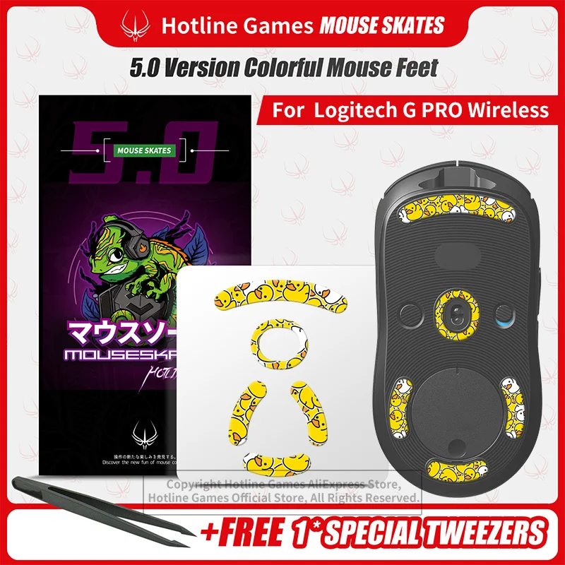 Hotline Games 5.0 Colorful Mouse Feet Skates for Logitech G PRO Wireless Gaming Mouse,0.8mm,Glide Feet Pads,No Glass