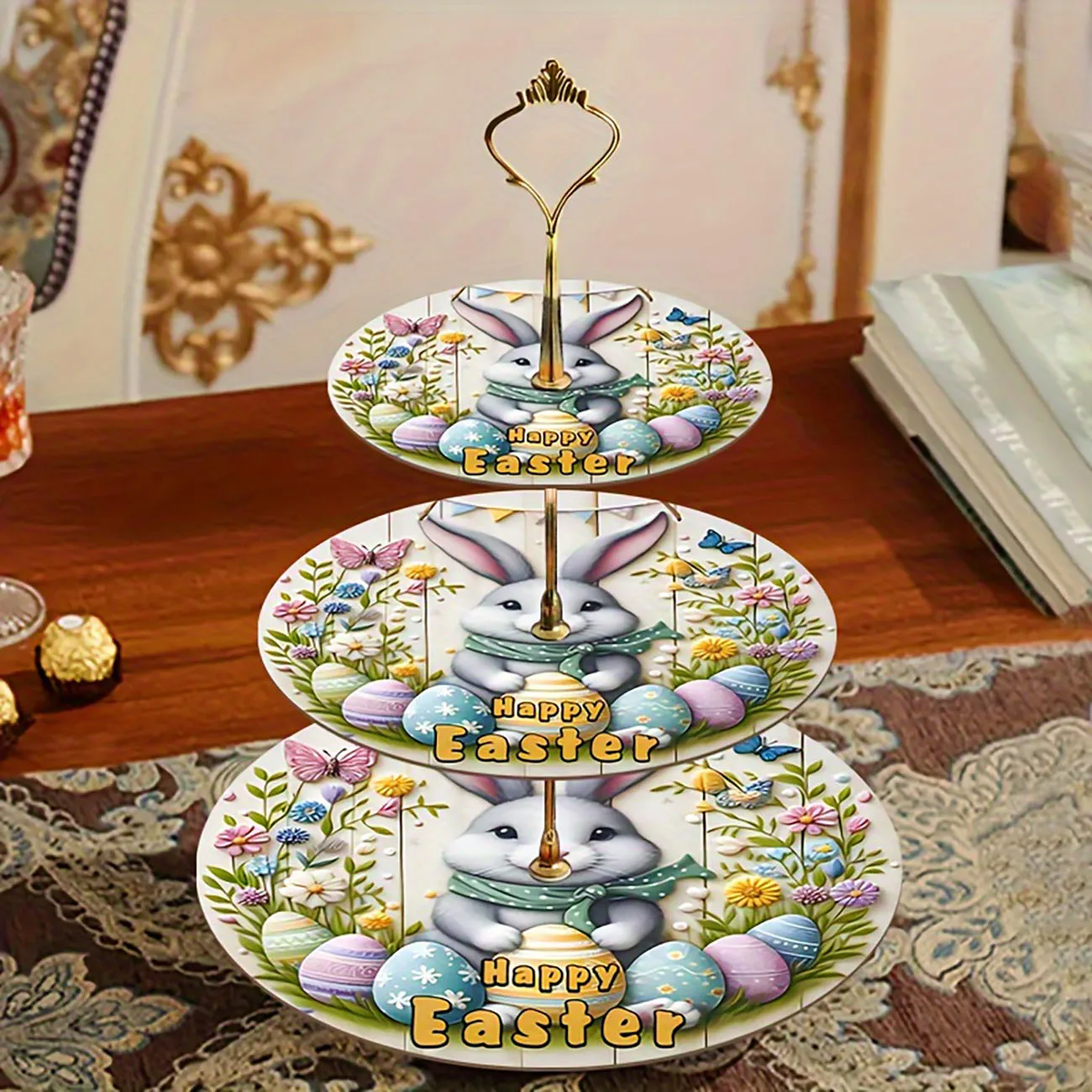 3-layer wooden cake rack, decorated with sturdy cake trays, widely used for detachable dessert display, rack for dried fruits