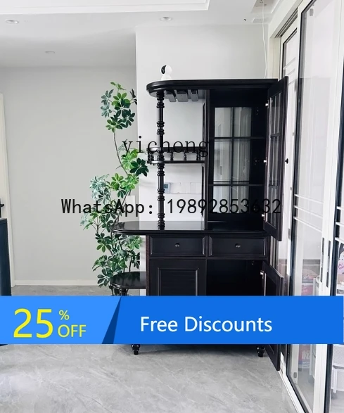American Style Solid Wood Entryway Partition Living Room Shoe Cabinet Double-Sided Small Apartment Retro