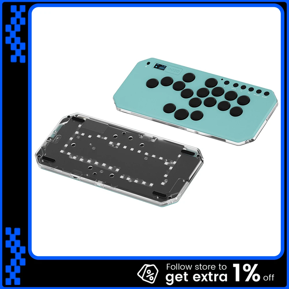 

DOIO KBGM-H06+ Mechanical Keyboard Aluminum Alloy Mini Gamer Keyboard Rocker Arcade Fighting For Ps5 Switch Steam Ns2 Gifts