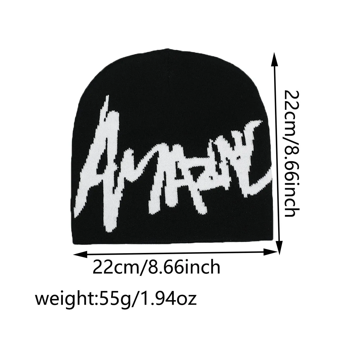 Y2k Beanie Letter Graphics Knitted Hat Winter Warm Skull Cap for Women Men