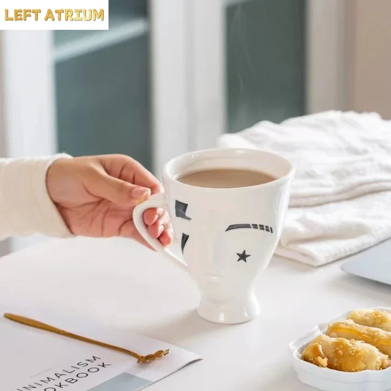 Abstract Human Face Decorative Mugs Ceramic Cup Dining Table Coffee Mug Milk Cups Afternoon Tea Teacup Fruits Juice Container