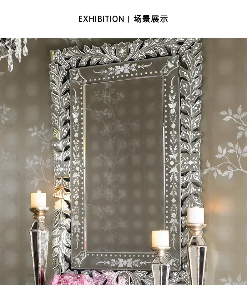 

A13 Medieval style advanced sense, floor mirror can be worn mirror light luxury, homestay mirror cabinet
