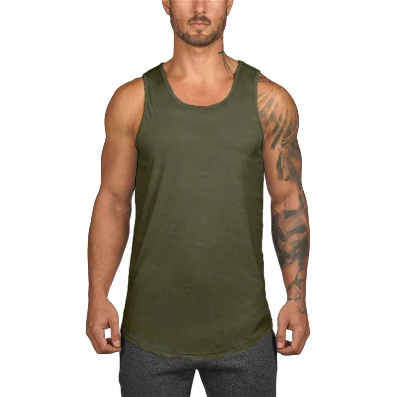 Plain Sleeveless Mesh Breathable Quick Dry Shirts Mens Casual Running Sports Tank Tops Gym Bodybuilding Fitness Muscle Singlets