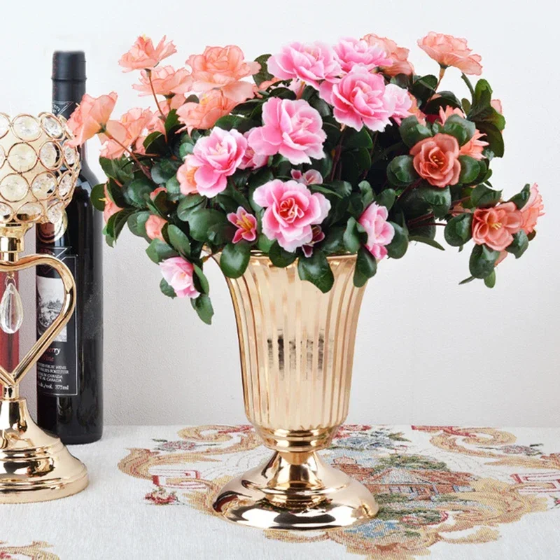 PEANDIM Luxury Golden Flower Vase Home Vase Desktop Crafts Flower Arrangement Decoration Wedding Party Christmas Flower Rack