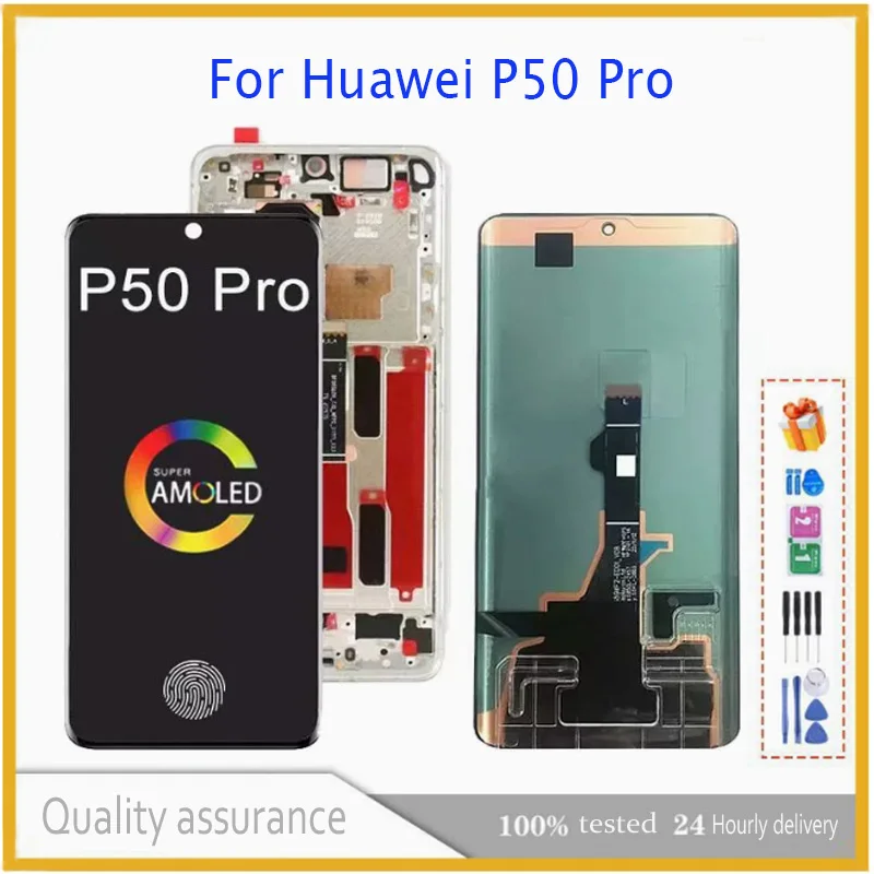 Reemplazo de pantalla táctil OLED de 6,6 pulgadas para Huawei P50 Pro, compatible con todas las funciones, LCD, JAD-AL50, JAD-LX