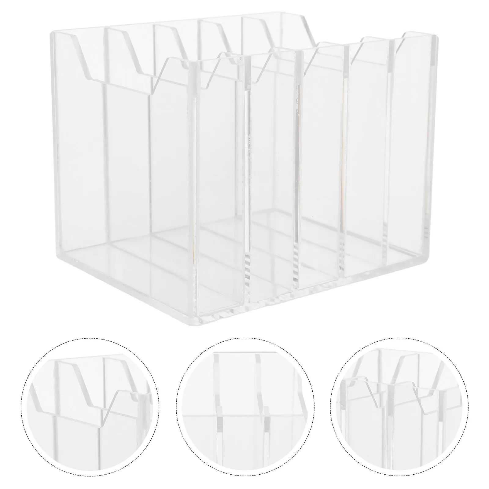Desktop Cell Phone Organizer Box 5-Compartments Thickened Transparent Acrylic Countertop Storage Holder Conference Meeting Room