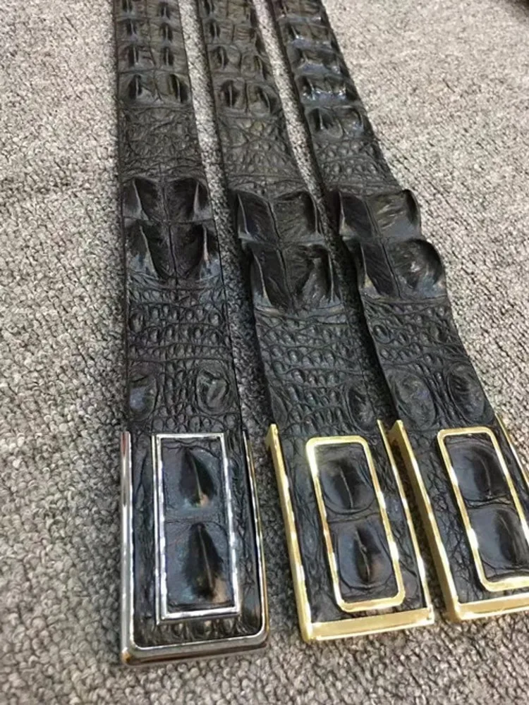Fashion Mens Stainless Steel Smooth Buckle Crocodile Genuine Leather Belt New Waistband Male Strap For Jeans High Quality Belts