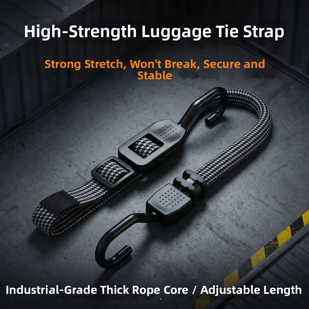 Adjustable Length Cargo Tie Down Straps Thickened Design Rubber Hooks Elastic Luggage Straps Flat Wide Design High Elasticity