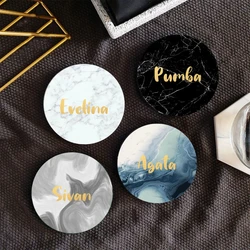 Personalised Custom Name Print Marble Coasters Customised Gift Marble Style Ceramic Coaster Sets Housewarming Room Bar Decor