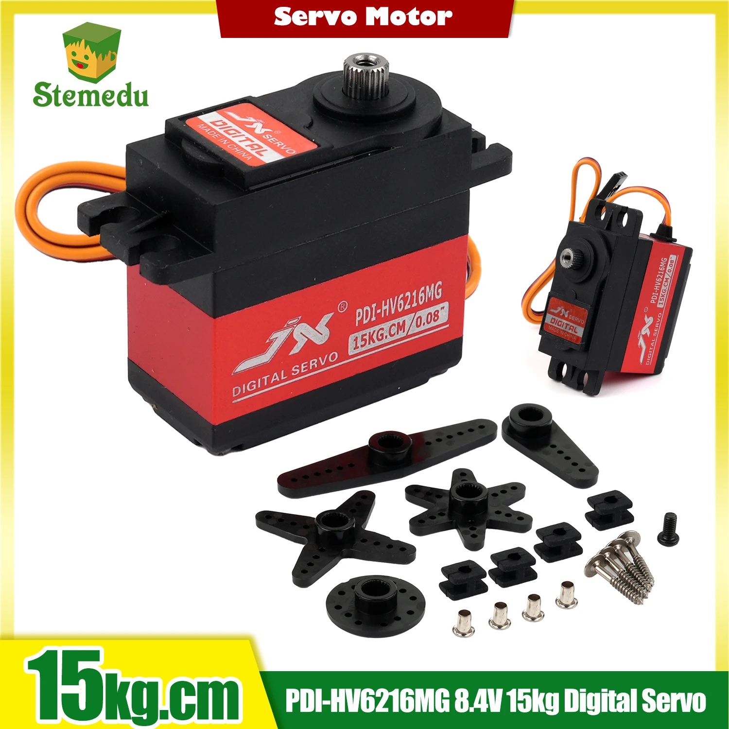 Servo JX 6216MG Servo digital de alto par de 15 kg - 120 °   Metal Gear HV para aviones/coches/brazo mecánico RC (tamaño estándar)