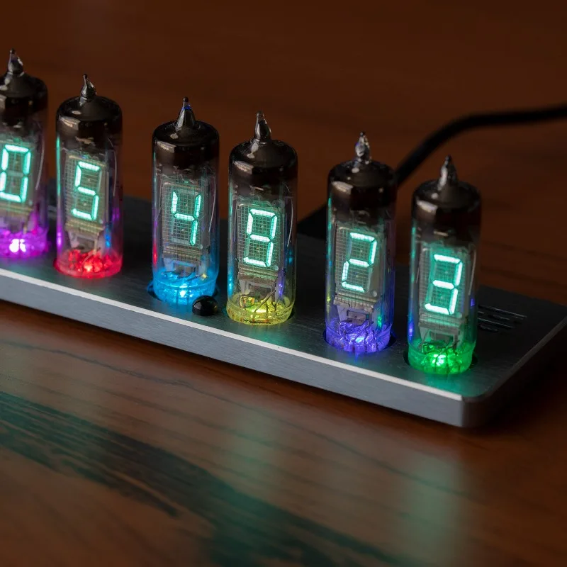 Electron Table Clocks Intelligence IV-6 Fluorescence Table Clock Digital Retro Wifi Tube Clock Cyberpunk Creativity Home Decor