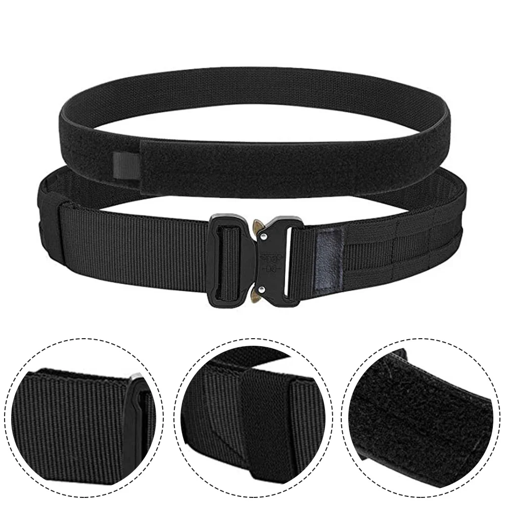 Tacticals Double Belt velcro tactical belt inner belt velcro Adjustable For Velcro Inner Outer Hunting Double Layers velcro Belt