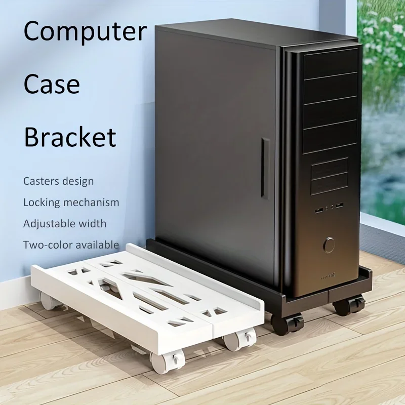 Pc Case Holder Adjustable Mobile Cpu Stand Pc Tower Stand with 4 Caster Wheels Host Box Stand Fits Most Pc Under Desk Holder