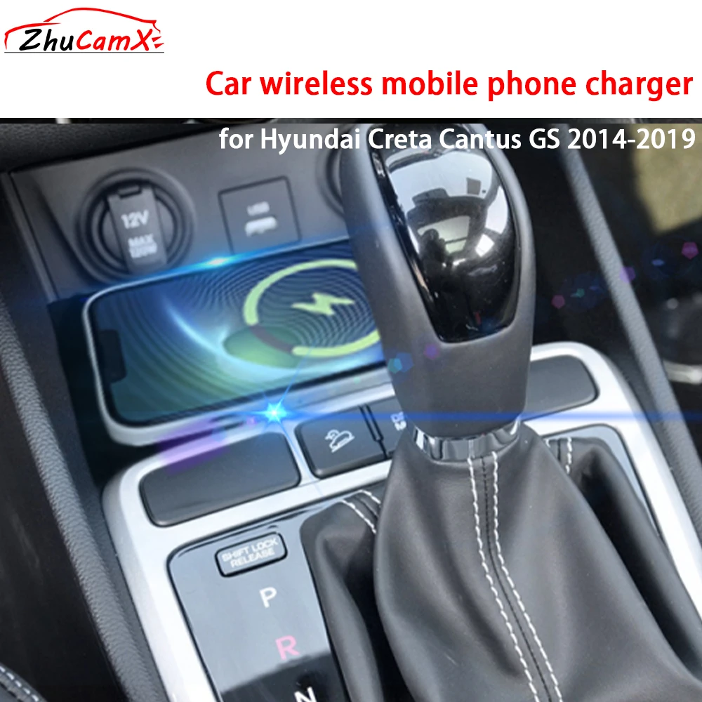 for Hyundai Creta Cantus GS 2014-2019 Center Console Storage Wireless Mobile Phone Charger QI 18W iPhone Magsafe Fast Charging