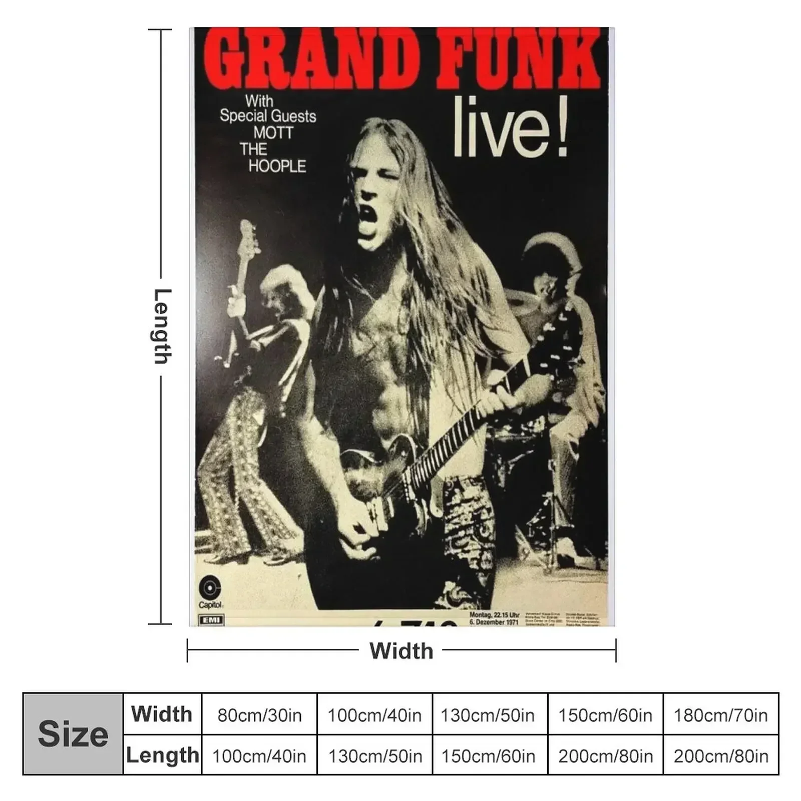 Grand Funk - Concert Poster. Throw Blanket valentine gift ideas Sofa Furry manga cosplay anime Extra Large Throw Blankets