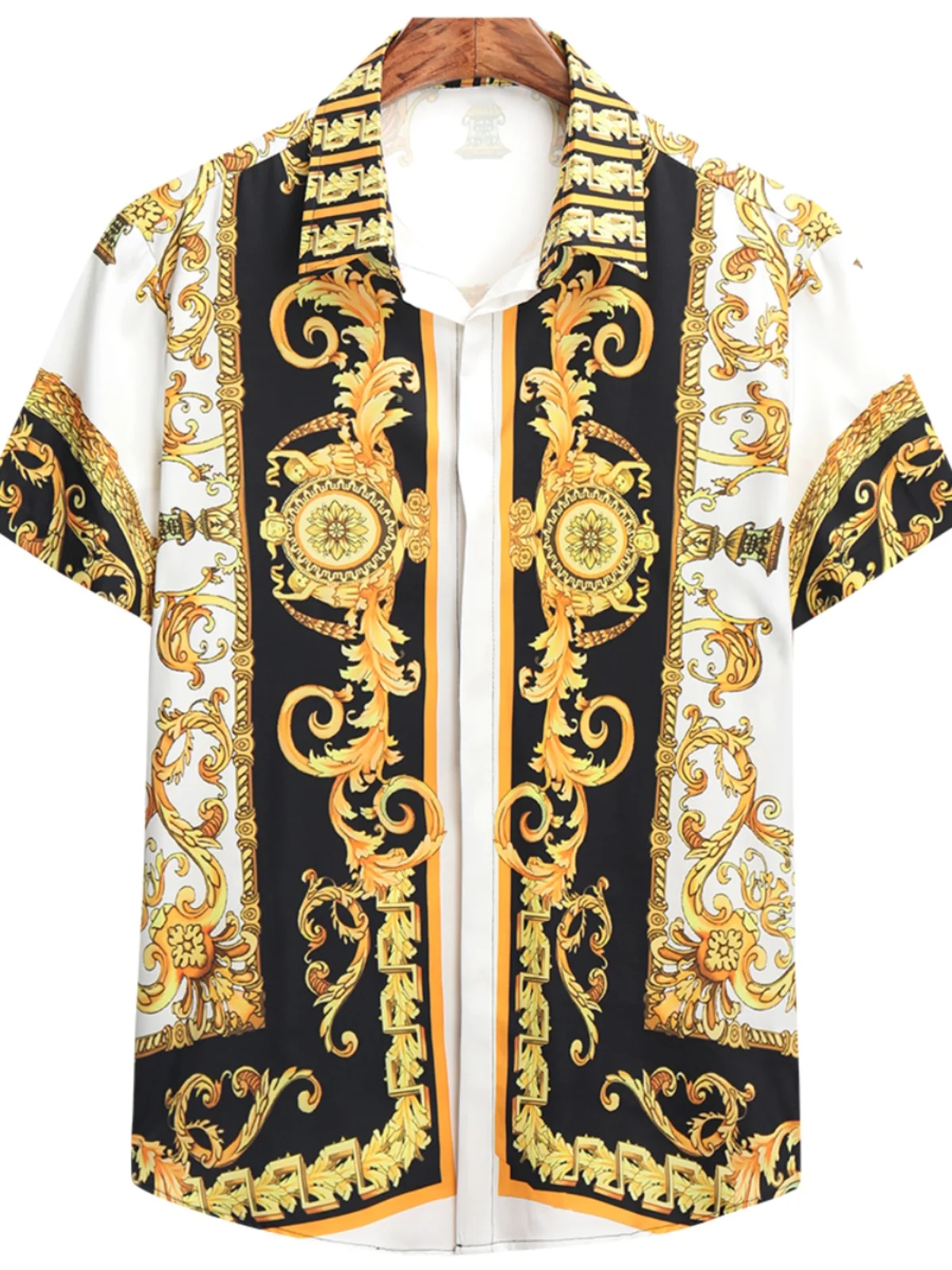 

3D Digital Print ort Sve irt Turn-down Collar Faionable Youthful Pure Color Autumn Wear for Middle-aged Men