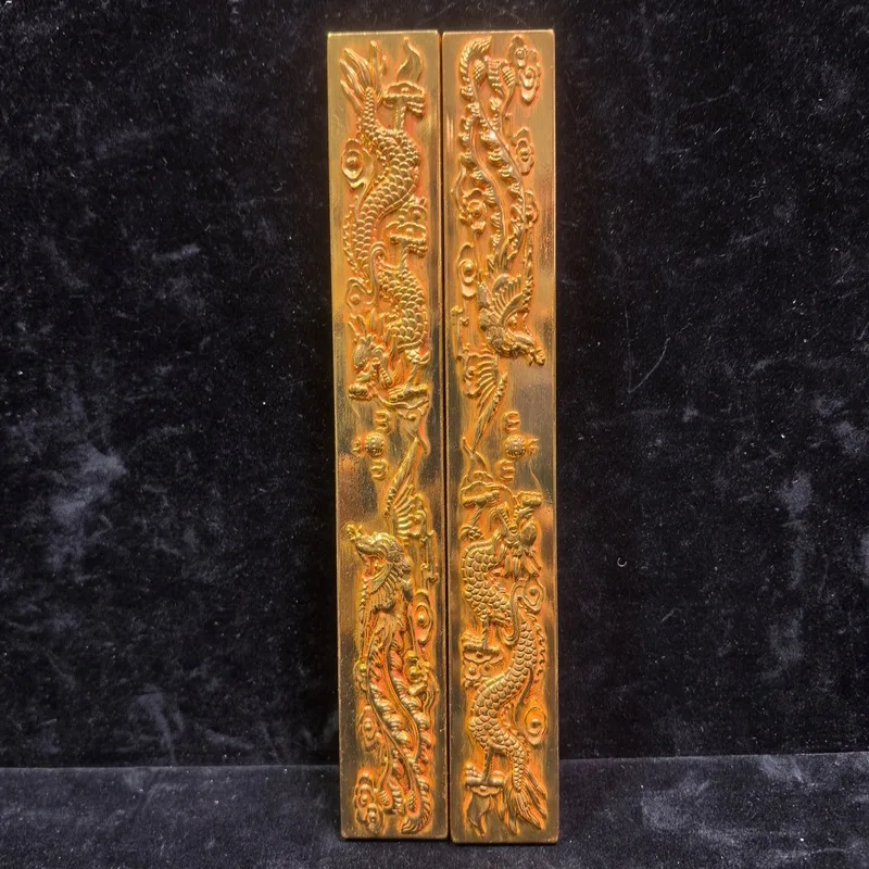 Dragon Phoenix and ruler, solid paperweight for calligraphy, brush pen, four treasures of the scholar's desk, pa