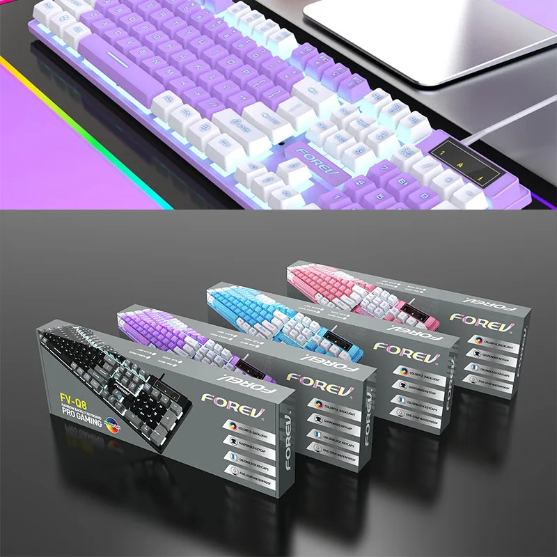 Color blocked keyboard for esports games wired luminous contrasting mechanical feel  keyboard