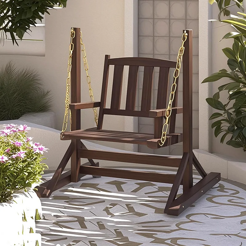 

2025 new solid wood rocking chair small apartment balcony household adult swing chair single leisure hanging chair outdoor